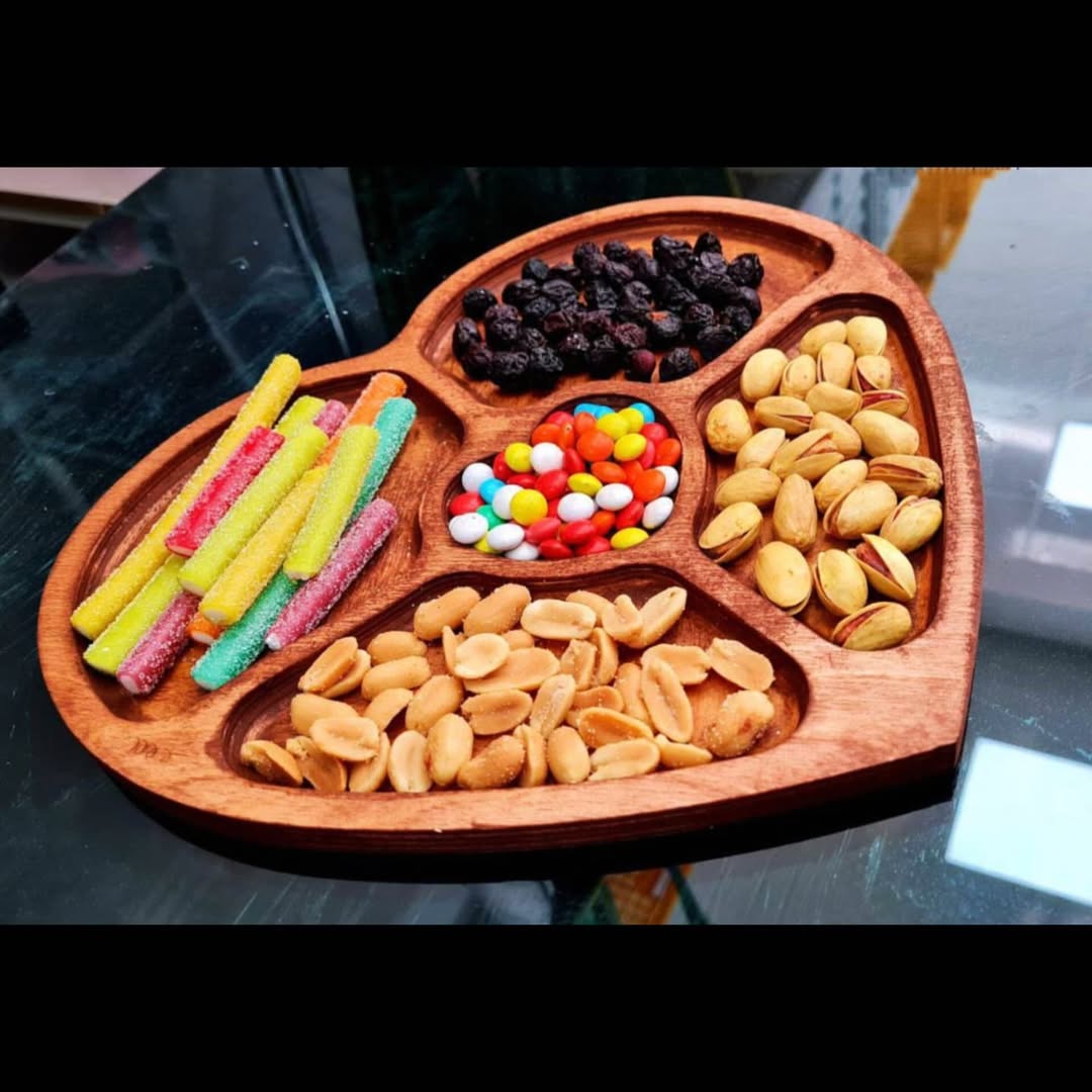 اردوخوری چوبی مدل قلبی ۵ خانه